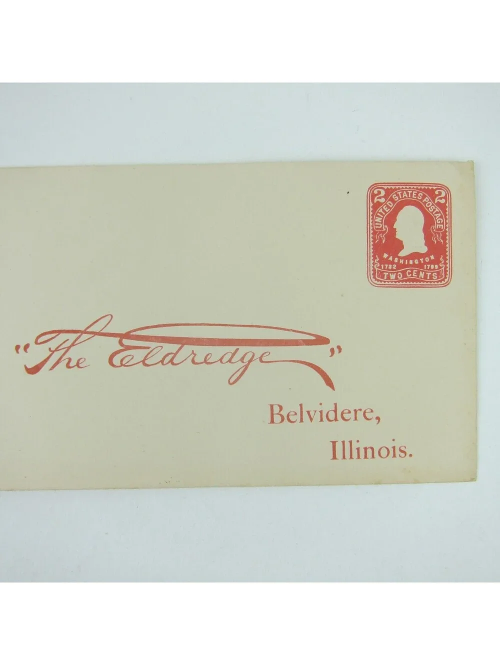 US Postal Stationery The Eldredge Belvidere Illinois 2 cent Washington Antique
